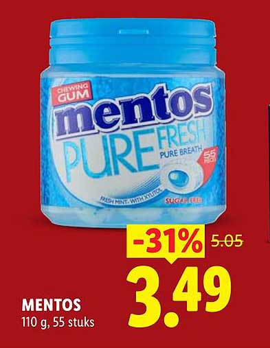 MENTOS 110 g, 55 stuks