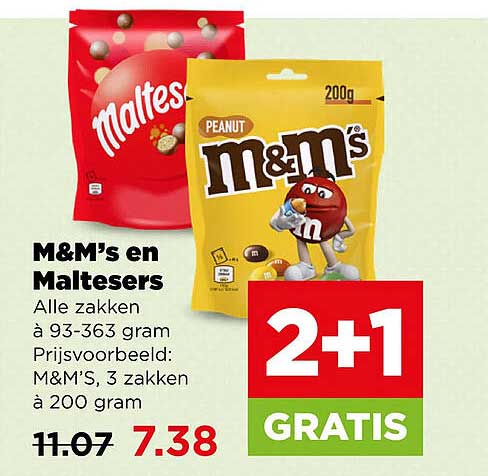 M&M’s en Maltesers 2+1 GRATIS