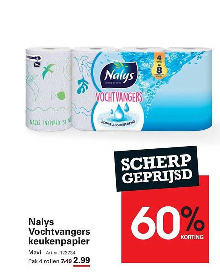 Nalys Vochtvangers keukenpapier Maxi 60% korting
