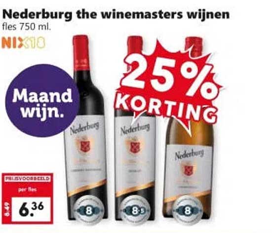 Nederburg de winemasters wijnen fles 750 ml. 25% KORTING