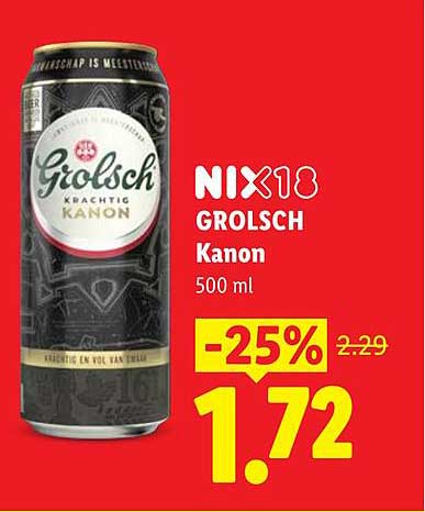 NIX18 Grolsch Kanon 500 ml -25%