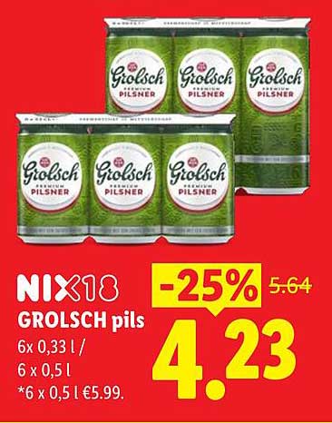 NIX18 Grolsch pils -25%