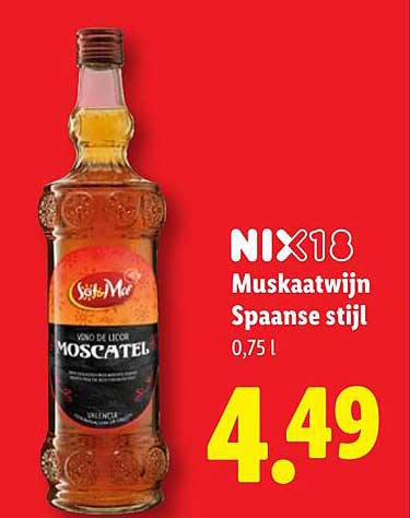 NIX18 Muskaatwijn Spaanse stijl 0,75 l