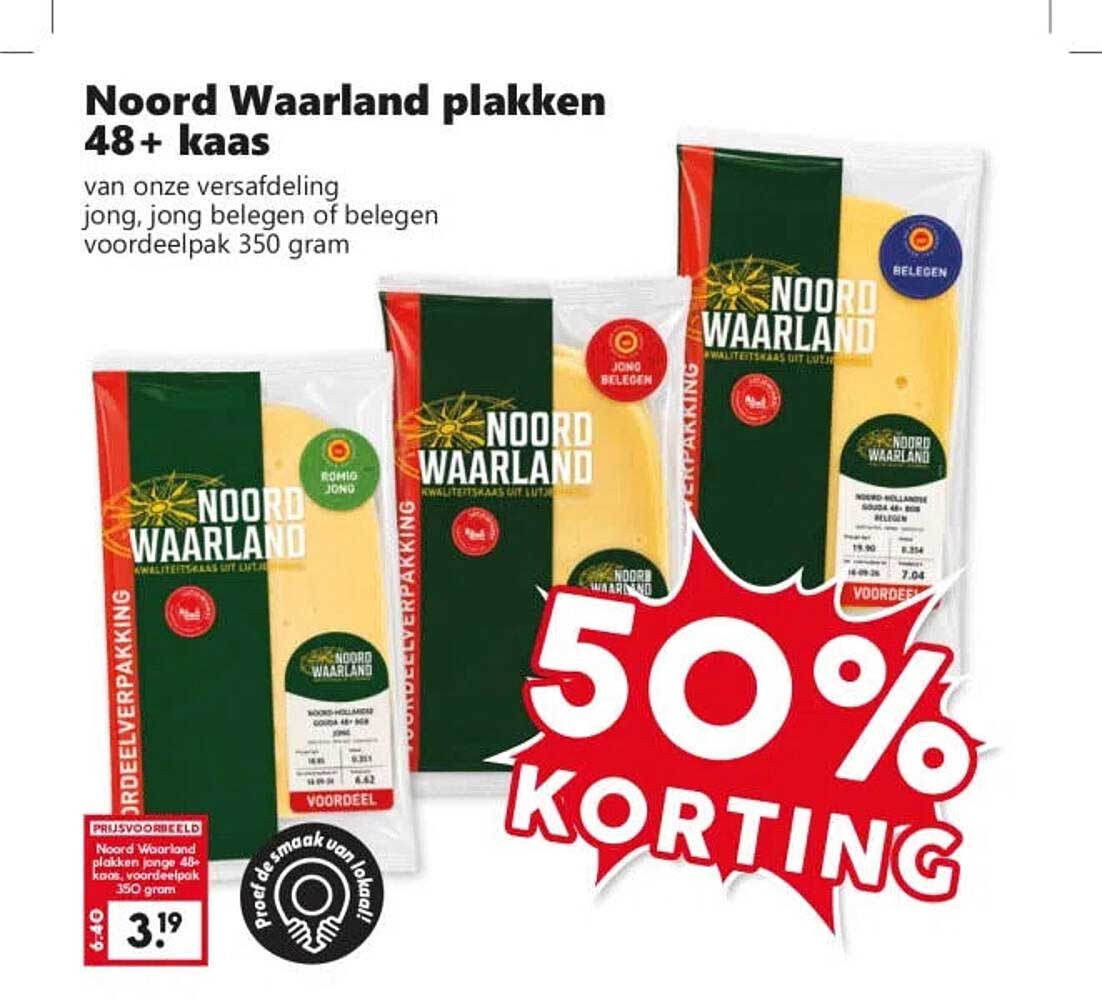 Noord Waerland plakken 48+ kaas 50% korting