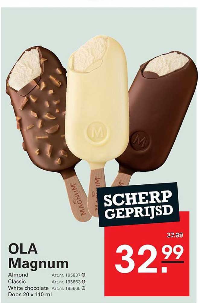 OLA Magnum Almond Classic White chocolate Doos 20 x 110 ml