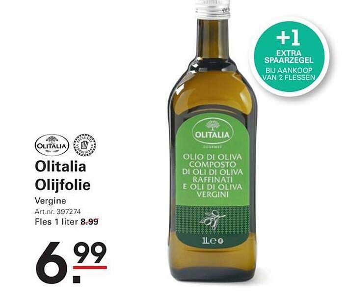 Olitalia Olijfolie Vergine +1 EXTRA SPAARZEGEL BIJ AANKOOP VAN 2 FLESSEN