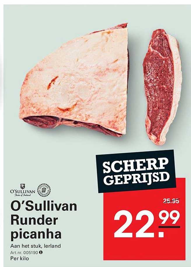 O'Sullivan Runder picanha SCHERP GEPRIJSD