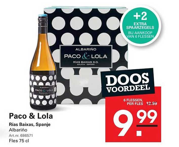 Paco & Lola Albariño Rías Baíxas, Spanje 2+2 extra spaargelds bij aankoop van 6 flessen