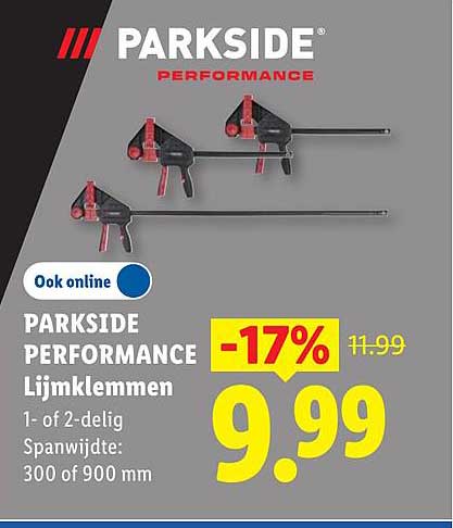 PARKSIDE PERFORMANCE Lijmklemmen 1- of 2-delig 300 of 900 mm -17%