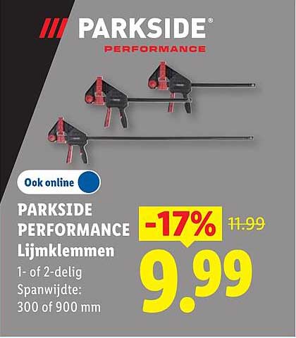 PARKSIDE PERFORMANCE Lijmklemmen 1- of 2-delig Spandikte: 300 of 900 mm -17%