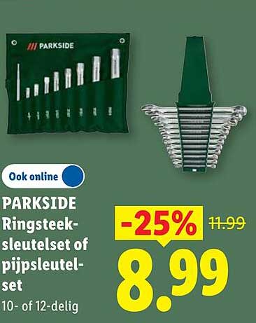 PARKSIDE Ringsteek-sleutelset of pijpsleutel-set 10- of 12-delig -25%