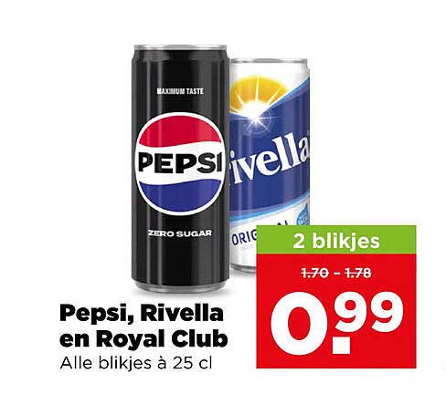 Pepsi, Rivella en Royal Club Alle blikjes à 25 cl