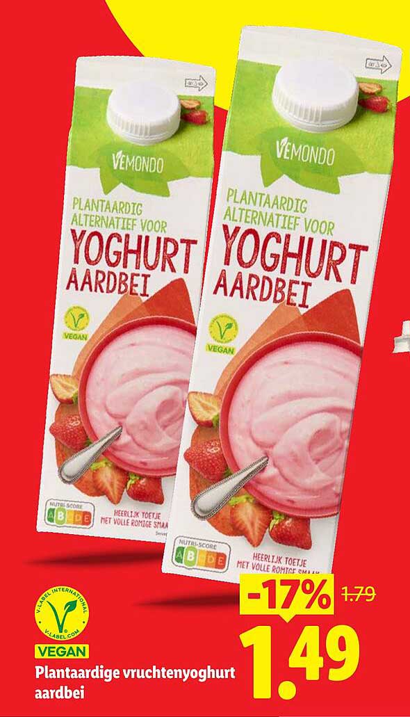 Plantaardige vruchtenyoghurt aardbei -17%