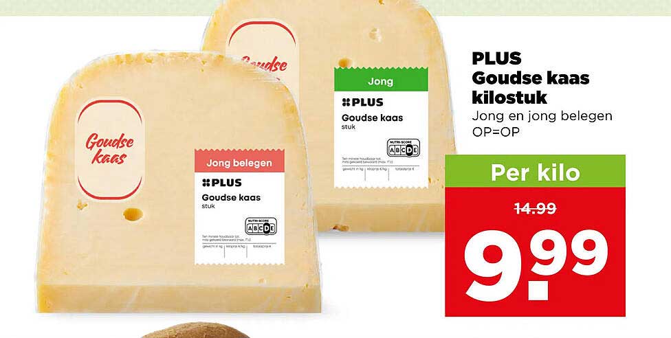 PLUS Goudse kaas kilostuk Jong en jong belegen OP=OP