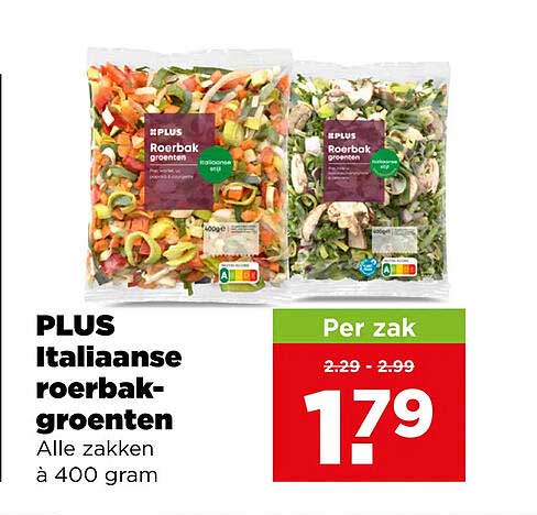 PLUS Italiaanse roerbak-groenten Alle zakken à 400 gram