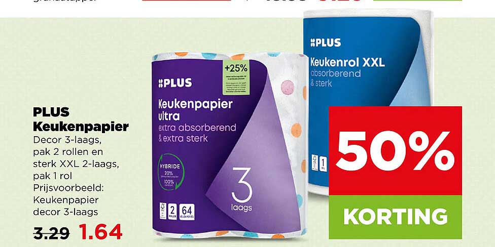 PLUS Keukenpapier 50% KORTING