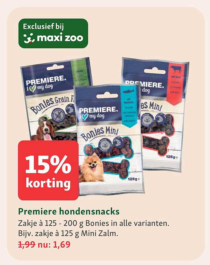 Premiere hondensnacks 15% korting