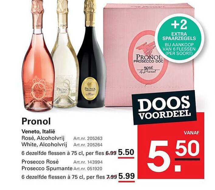 Pronol DOOS VOORDEEL +2 EXTRA SPAARZEGELS BIJ AANKOOP VAN 6 FLESSEN (PER SOORT)