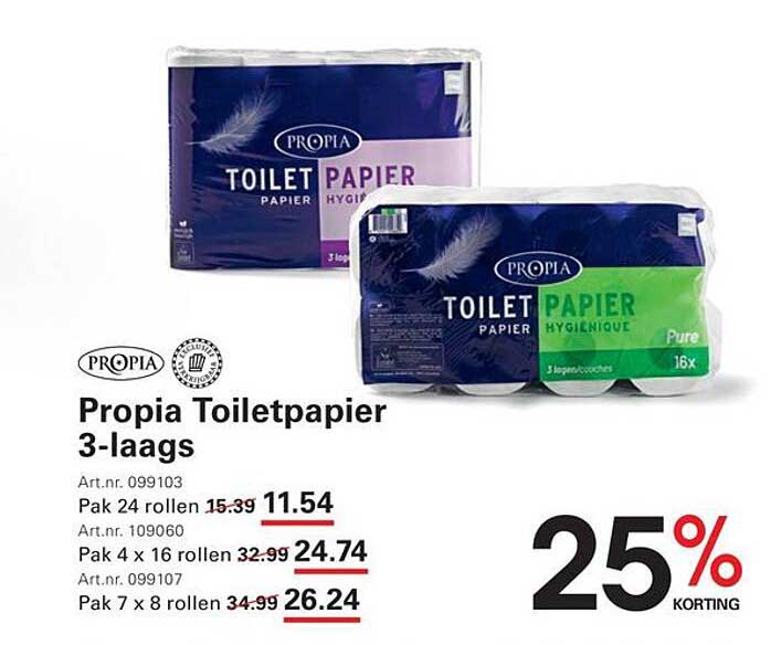 Propia Toiletpapier 3-laags 25% KORTING