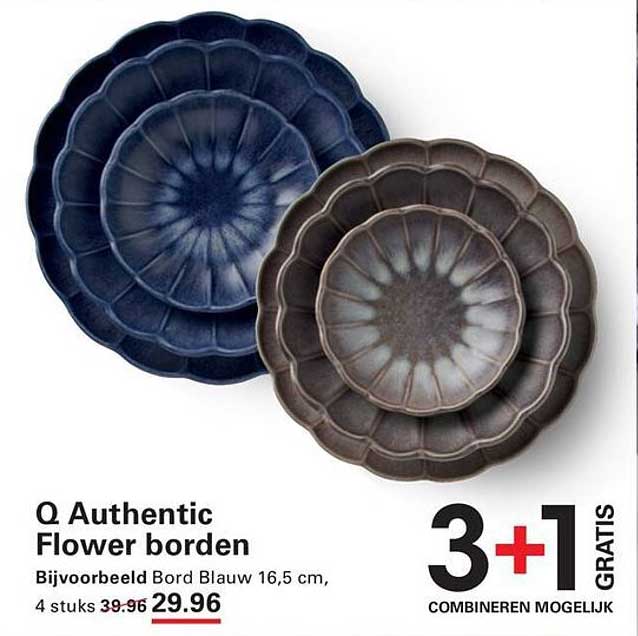 Q Authentic Flower borden 3+1 GRATIS COMBINEREN MOGELIJK