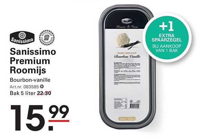 Sanissimo Premium Roomijs Bourbon-vanille +1 EXTRA SPAARZEGEL BIJ AANKOOP VAN 1 BAK