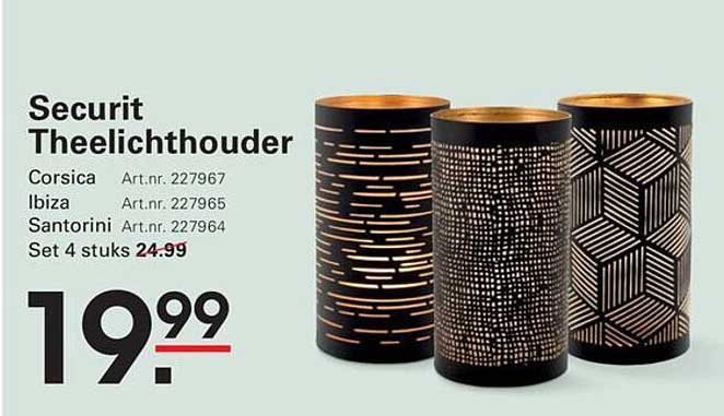 Securit Theelichthouder Corsica Ibiza Santorini Set 4 stuks