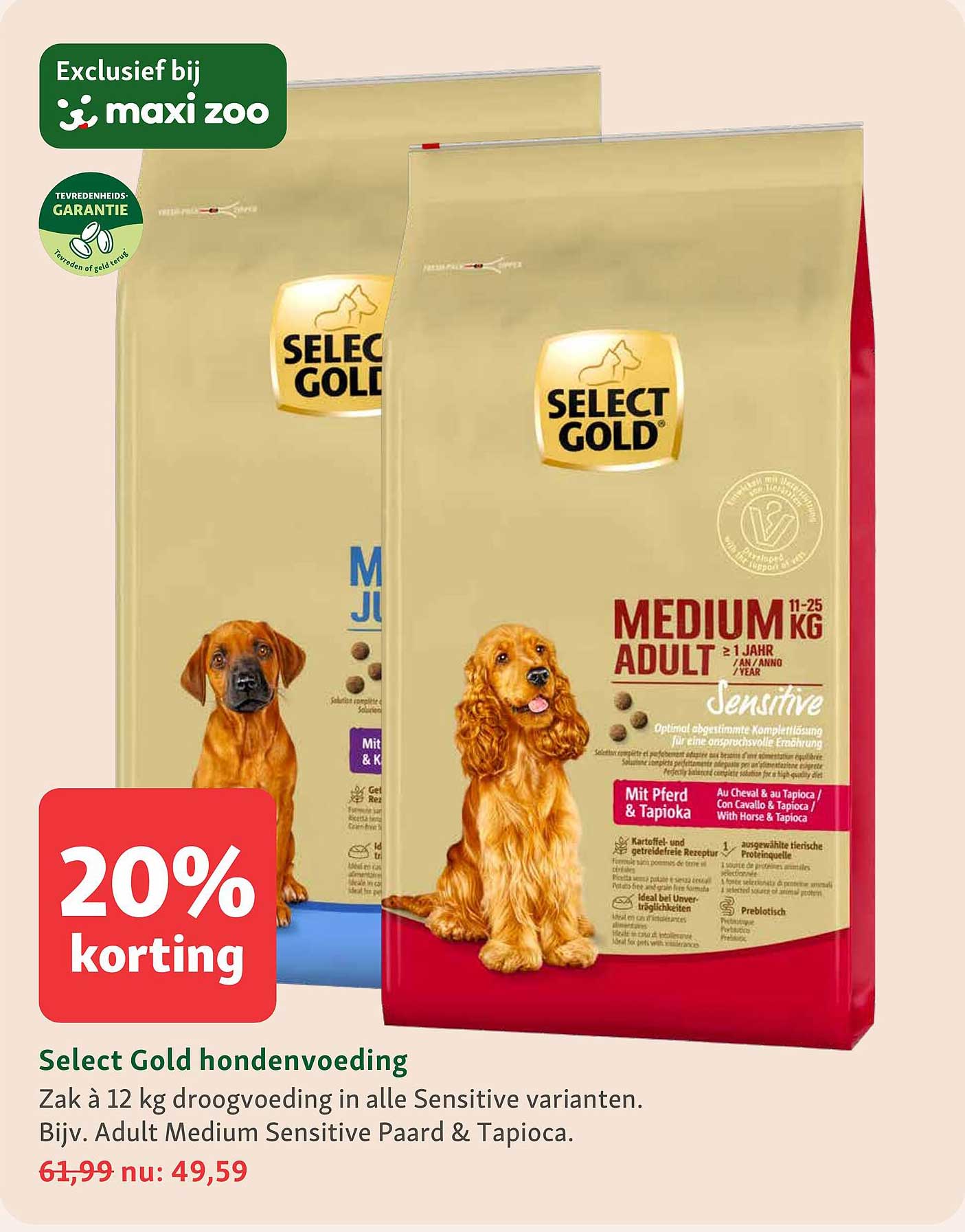 Select Gold hondenvoeding 20% korting