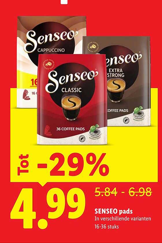 SENSEO pads In verschillende varianten 16-36 stuks Tot -29%