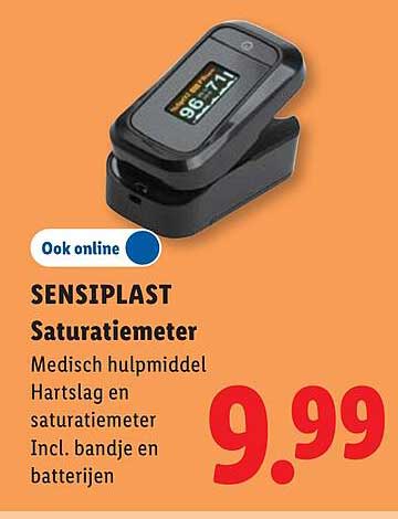 SENSIPLAST Saturatiemeter Medisch hulpmiddel Hartslag en saturatiemeter Incl. bandje en batterijen