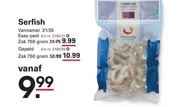Serfish Vannamei 21/25 Easy peel Zak 750 gram