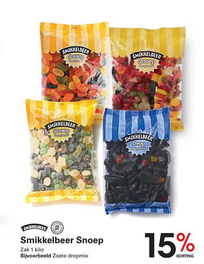 Smikkelbeer Snoep Zak 1 kilo Bijvoorbeeld Zoete dropmix 15% KORTING