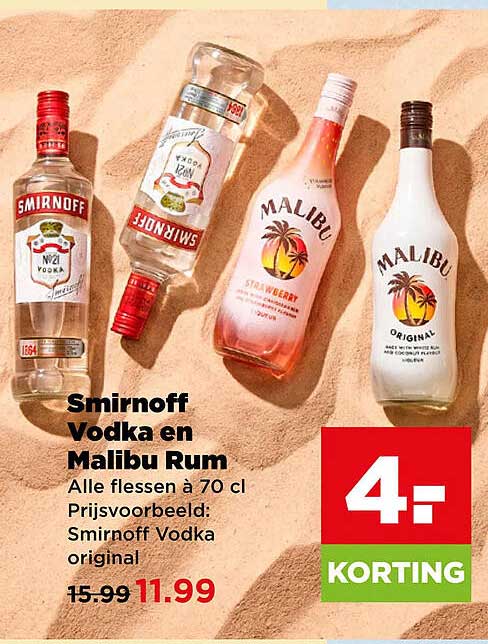 Smirnoff Vodka en Malibu Rum