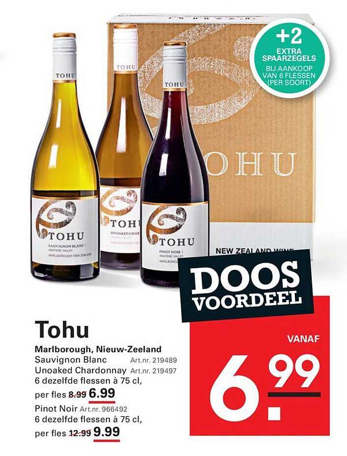 Tohu Marlborough, Nieuw-Zeeland Sauvignon Blanc Unoaked Chardonnay 6 dezelfde flessen à 75 cl, per fles