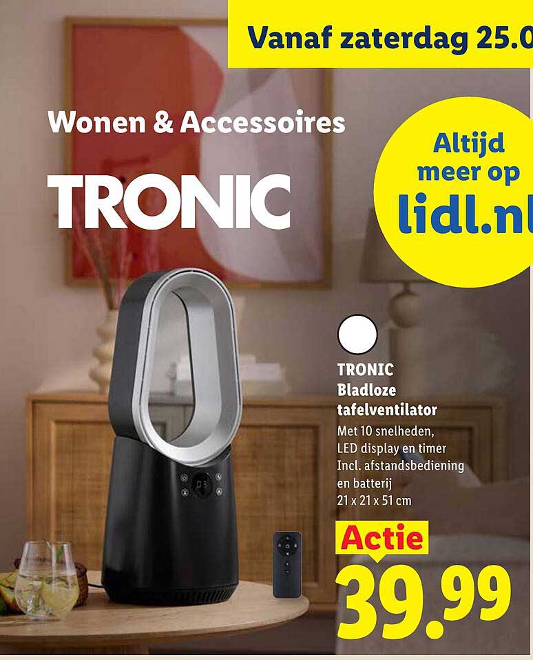 TRONIC Bladloze tafelventilator