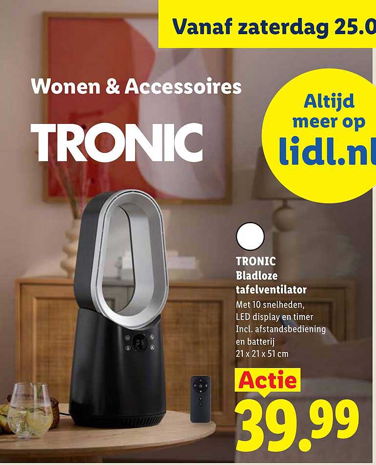 TRONIC Bladloze tafelventilator