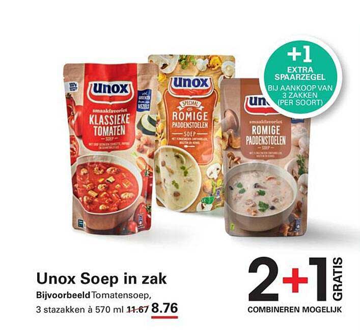 Unox Soep in zak 2+1 GRATIS