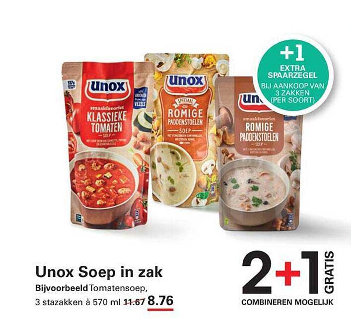 Unox Soep in zak 2+1 GRATIS