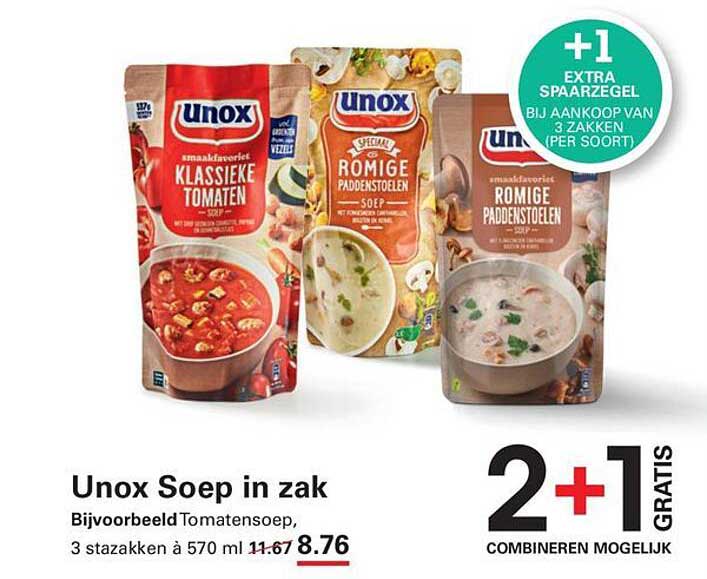 Unox Soep in zak 2+1 gratis combineren mogelijk