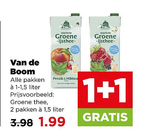 Van de Boom Alle pakken à 1,5 liter 1+1 GRATIS