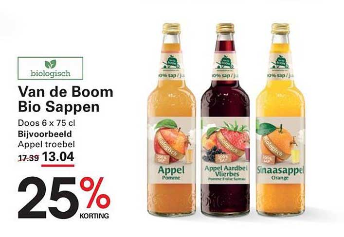 Van de Boom Bio Sappen 25% korting