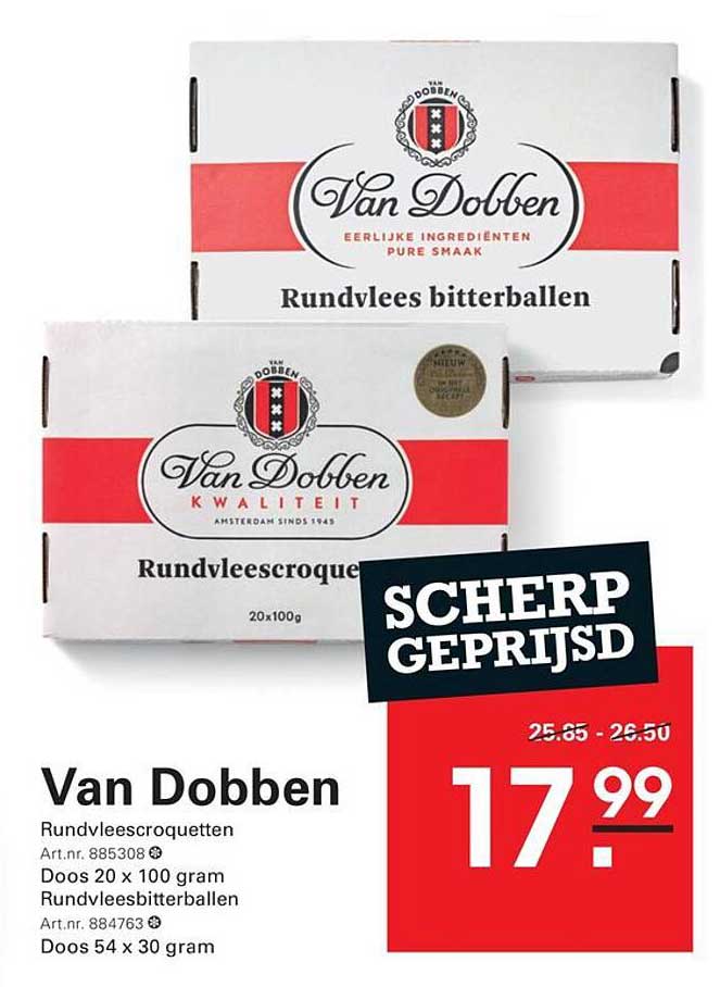 Van Dobben Rundvleescroquetten / Rundvleesbitterballen SCHERP GEPRIJSD