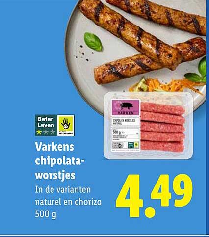 Varkens chipolata-worstjes