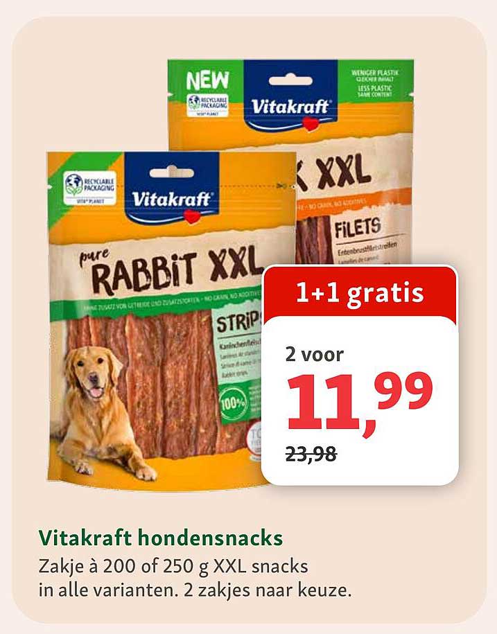 Vitakraft hondensnacks 1+1 gratis