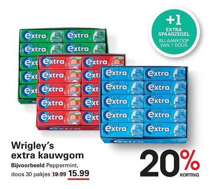 Wrigley’s extra kauwgom +1 extra spaarzegel bij aankoop van 1 doos
