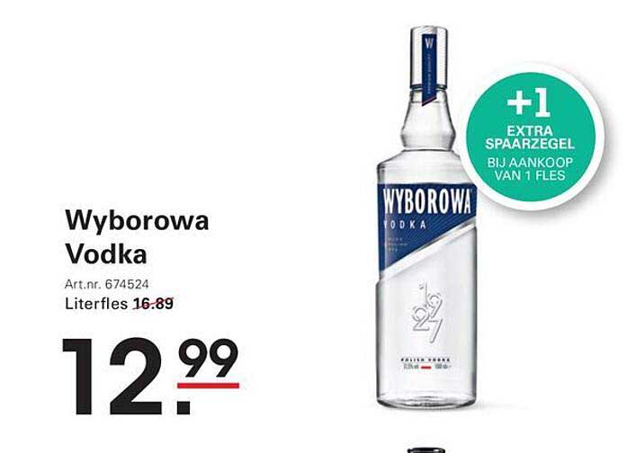 Wyborowa Vodka +1 extra spaarzegel bij aankoop van 1 fles