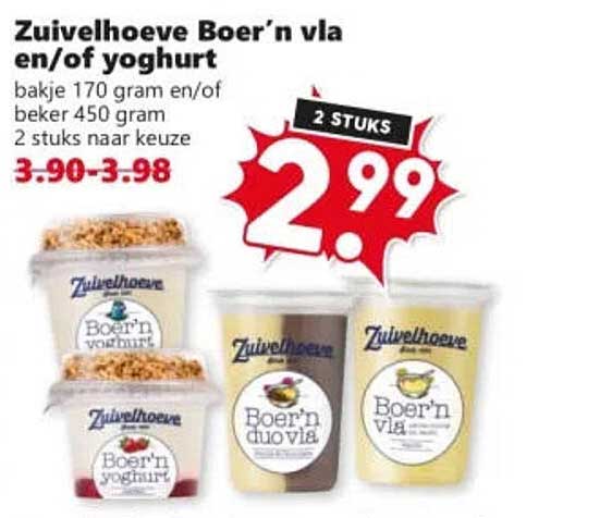 Zuivelhoeve Boër’n vla en/of yoghurt 2 stuks