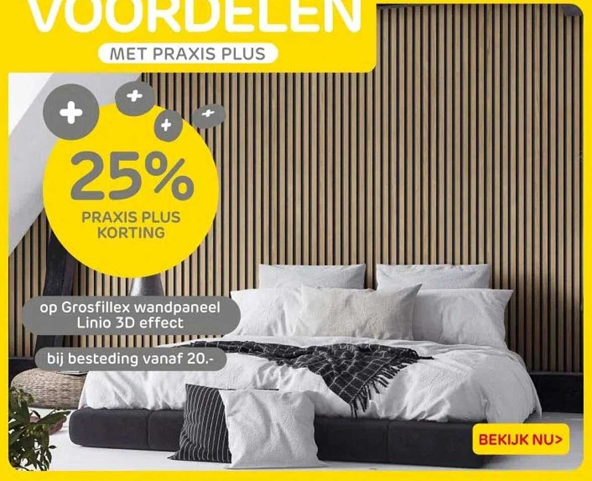 25% PRAxis Plus korting op Grosfillex wandpaneel Linio 3D effect bij besteding vanaf 20.-