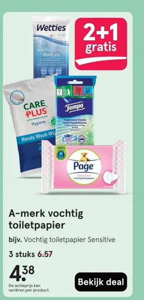 A-merk vochtig toiletpapier
