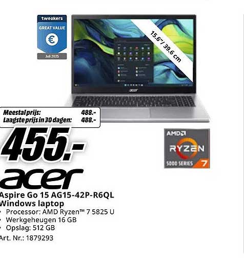 Acer Aspire Go 15 AG15-42P-R6QL Windows laptop