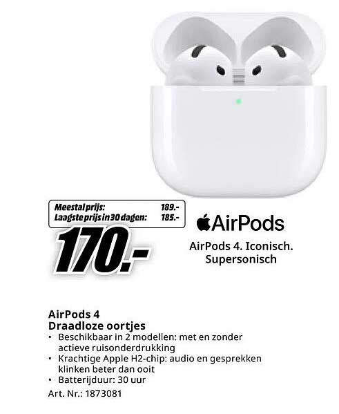 AirPods 4 Draadloze oortjes